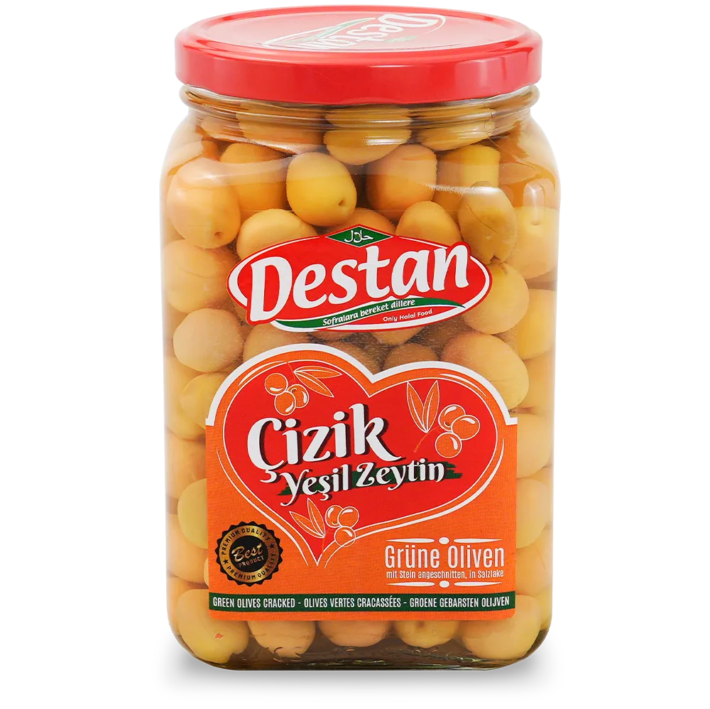 Destan çizik yeşil zeytin 1600g
