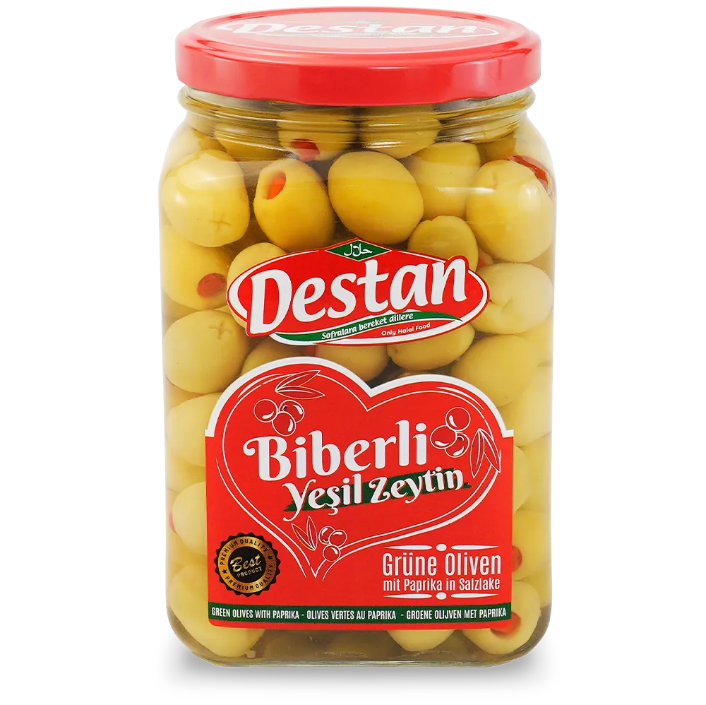 Destan biberli yeşil zeytin 1600g
